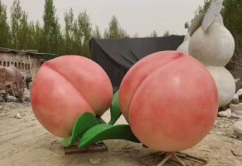 房地產桃子雕塑 現代景觀水果雕塑 幾何果蔬雕塑