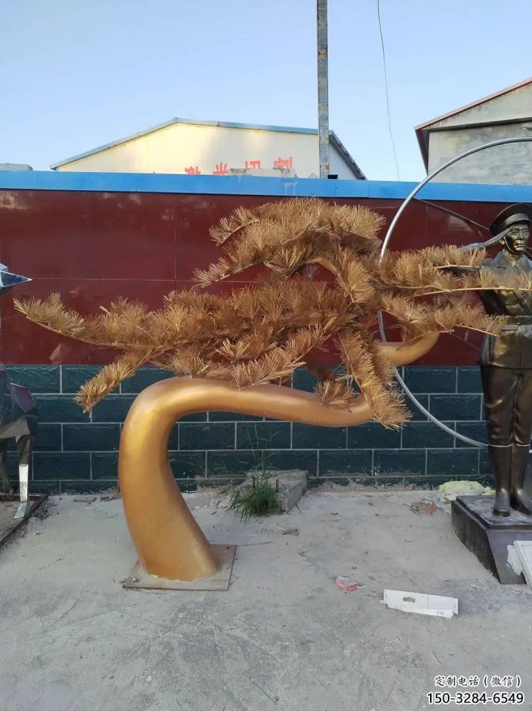 步行街松樹(shù)雕塑 游樂(lè)場(chǎng)大樹(shù)雕塑 鑄造植物雕塑