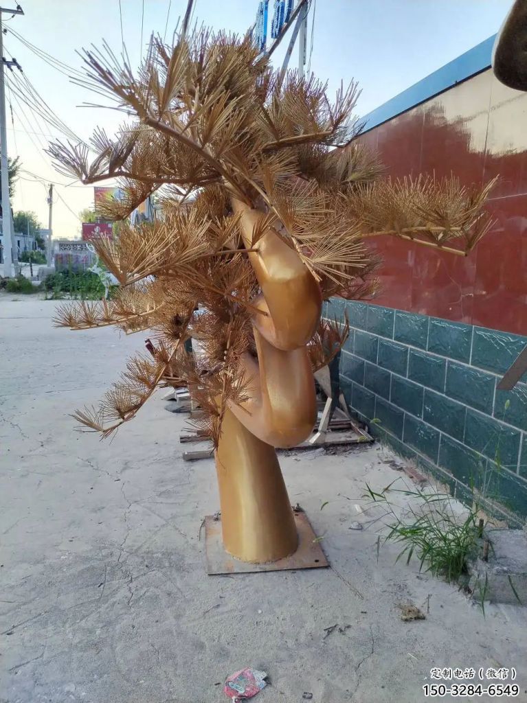 庭院松樹雕塑 公園草地大樹雕塑 鍛造植物雕塑