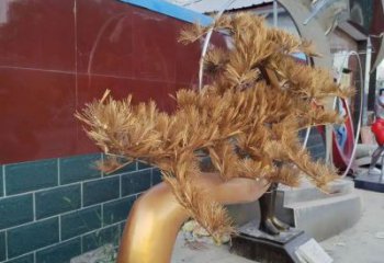 農村松樹雕塑 抽象藝術植物雕塑 烤漆大樹雕塑