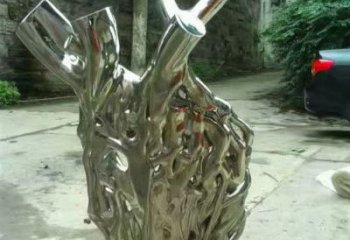 鏡面樹樁雕塑 烤漆大型大樹雕塑 博物館植物雕塑