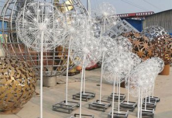 別墅區蒲公英雕塑 大型別墅區植物雕塑 剪影花卉雕塑