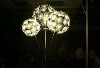 蒲公英雕塑 電鍍現(xiàn)代花卉雕塑 公園植物雕塑