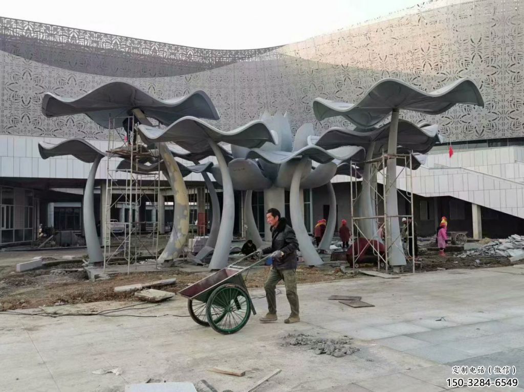 大型商場荷葉雕塑 仿真植物果雕塑 鏡面花卉雕塑