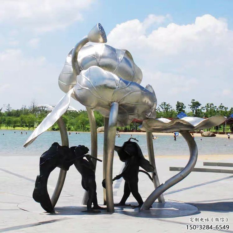 房地產荷葉雕塑 現代景觀花卉雕塑 幾何植物雕塑