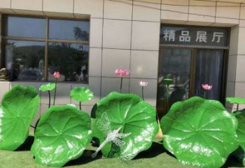 大型荷葉雕塑 歐式步行街花卉雕塑 彩繪植物雕塑