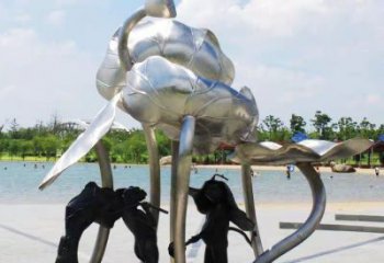 房地產(chǎn)荷葉雕塑 現(xiàn)代景觀花卉雕塑 幾何植物雕塑