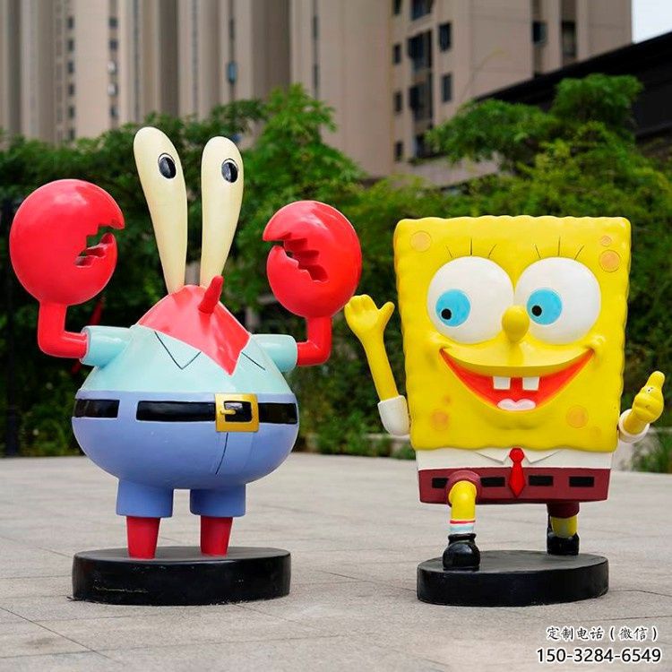 景觀海綿寶寶雕塑 剪影卡通雕塑 商業(yè)街動(dòng)漫雕塑