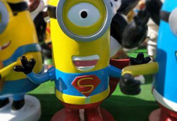 商業(yè)街小黃人雕塑 烤漆卡通雕塑 彩繪動漫雕塑