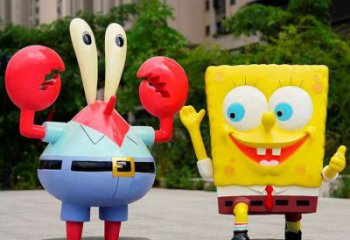 景觀海綿寶寶雕塑 剪影卡通雕塑 商業(yè)街動(dòng)漫雕塑