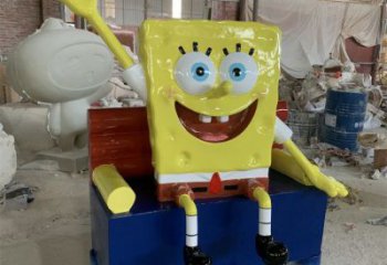 烤漆海綿寶寶雕塑 鋼管卡通雕塑 室內(nèi)動(dòng)漫雕塑