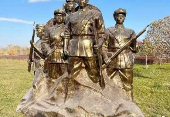 大型紅軍雕塑 歐式步行街抗戰雕塑 彩繪革命雕塑