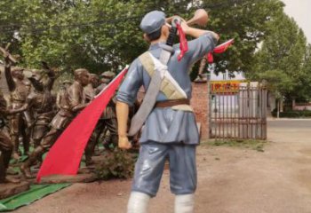 商業(yè)街紅軍雕塑 烤漆革命雕塑 彩繪抗戰(zhàn)雕塑