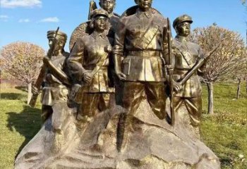 政府紅軍雕塑 仿真景觀抗戰雕塑 烤漆革命雕塑