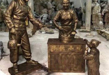 仿古小販雕塑 庭院彩繪雕塑 田間小品