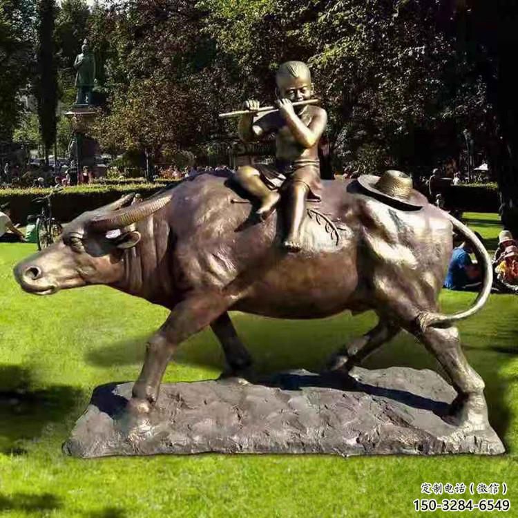 住宅小區牧童雕塑廠家 啞光民俗雕塑 公園鑄銅雕塑