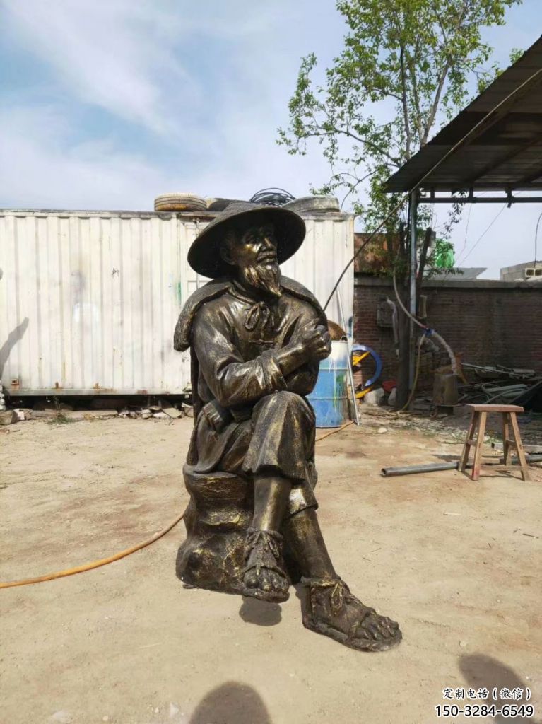 園林釣魚(yú)雕塑廠家 大型民俗雕塑 中式姜太公雕塑