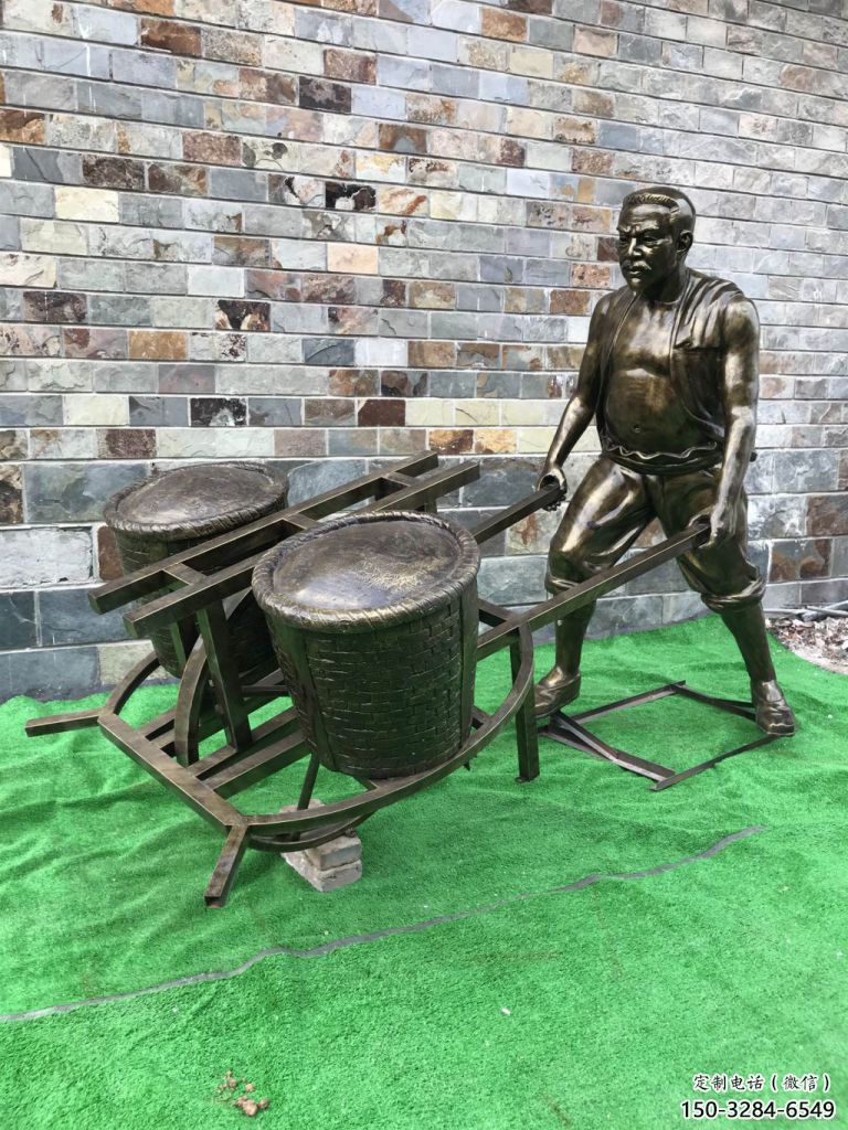 民俗獨(dú)輪車雕塑 酒店公園雕塑 風(fēng)景區(qū)擺件