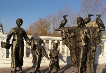 抽象釣魚(yú)雕塑 店門口彩繪雕塑 步行街?jǐn)[件