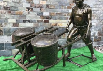 民俗獨(dú)輪車雕塑 酒店公園雕塑 風(fēng)景區(qū)擺件