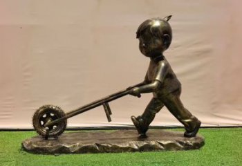 庭院獨(dú)輪車雕塑 城市彩繪雕塑 民俗小品