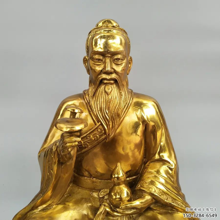 鑄銅扁鵲雕塑 黃銅名醫(yī)雕塑 步行街藥王雕塑