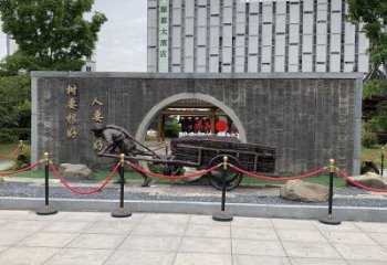 廣場工人雕塑 抽象民俗雕塑 烤漆拉車雕塑