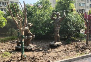 農村工人雕塑 抽象藝術勞動雕塑 烤漆民俗雕塑