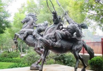 騎馬岳飛雕塑 仿古名人雕塑 步行街肖像雕塑