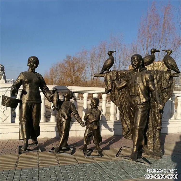 抽象船夫雕塑 店門口彩繪雕塑 步行街擺件