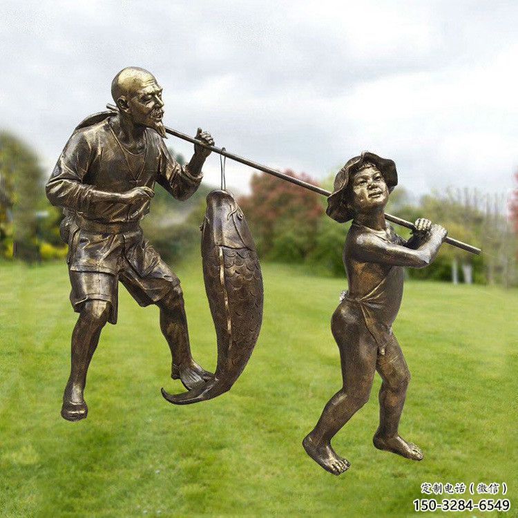 田間船夫雕塑 彩繪民俗雕塑 園林?jǐn)[件