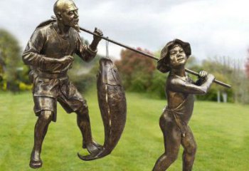 田間船夫雕塑 彩繪民俗雕塑 園林?jǐn)[件