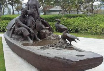 船夫雕塑廠家 民俗雕塑 步行街?jǐn)[件