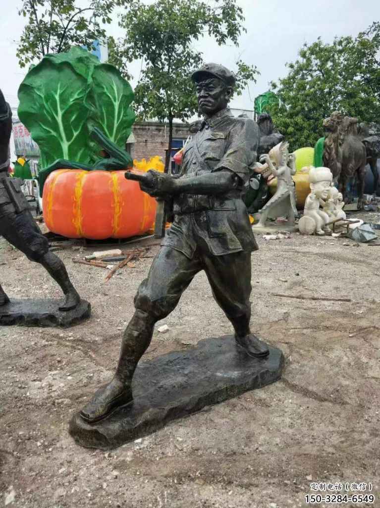 中式武警雕塑 鑄銅警察雕塑 游樂場戰士雕塑