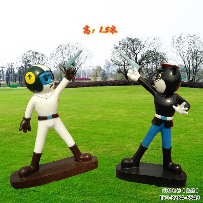 現(xiàn)代黑貓警長雕塑 大型卡通雕塑 彩繪雕塑