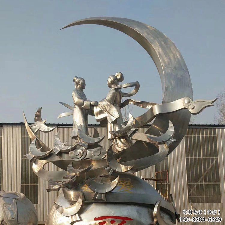 美陳牛郎織女雕塑 鏡面神話雕塑 酒店雕塑