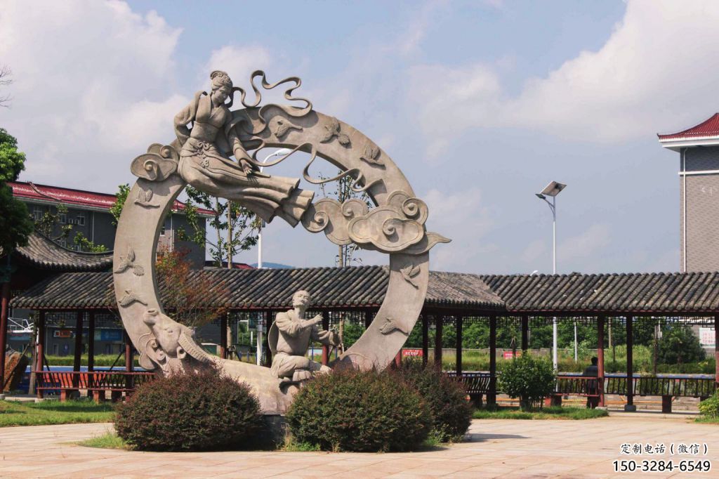 現(xiàn)代牛郎織女雕塑 大型神話雕塑 鏡面雕塑