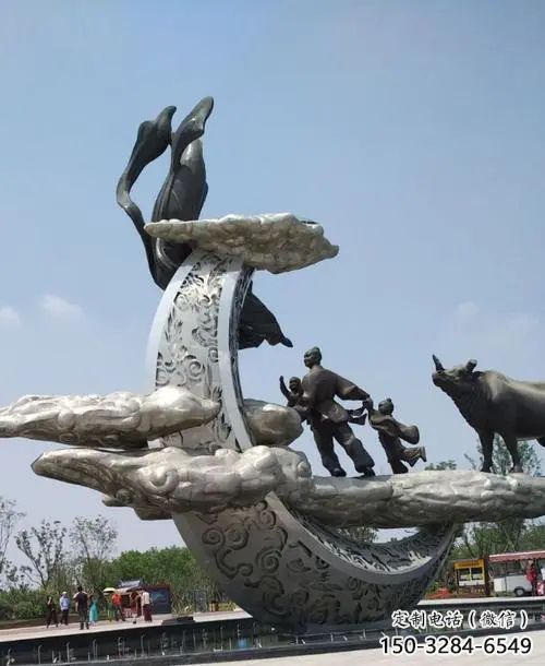 抽象牛郎織女雕塑 店門口彩繪雕塑 步行街?jǐn)[件