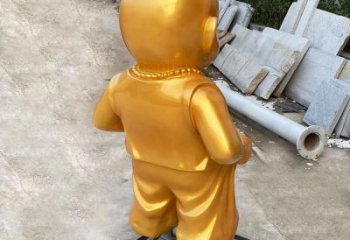 噴漆小和尚雕塑 中式村口兒童雕塑 草地肖像雕塑