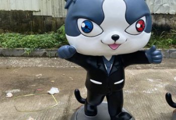 噴漆黑貓警長雕塑 中式村口卡通雕塑 草地雕塑