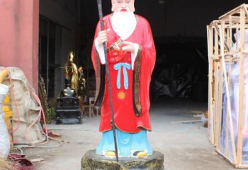 仿真月老雕塑 現代鑄銅擺件 彩繪神話雕塑