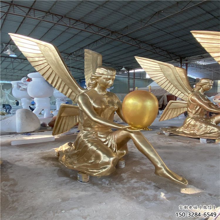 街頭天使雕塑 大型別墅區擺件 鑄銅卡通雕塑