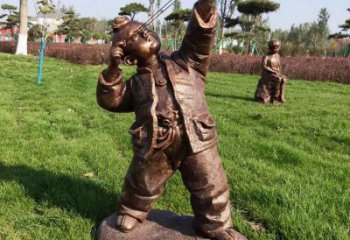 村口小孩子雕塑 景觀玩耍雕塑 公園童趣雕塑