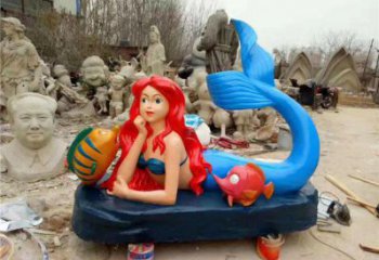 草地美人魚雕塑 現代校園卡通雕塑 大型動漫雕塑