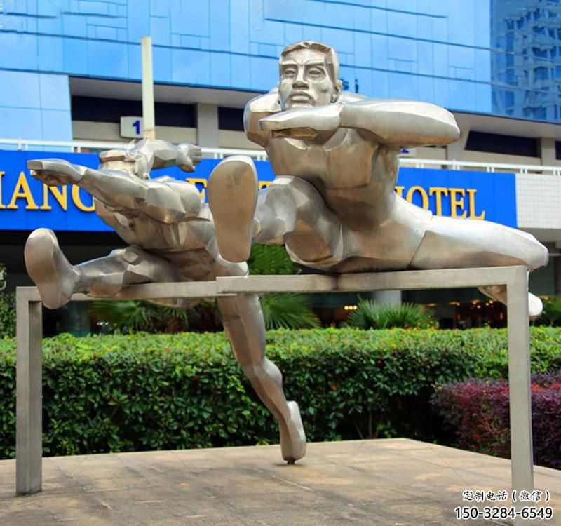 跨欄雕塑 景觀美陳體育雕塑 噴漆運動員雕塑