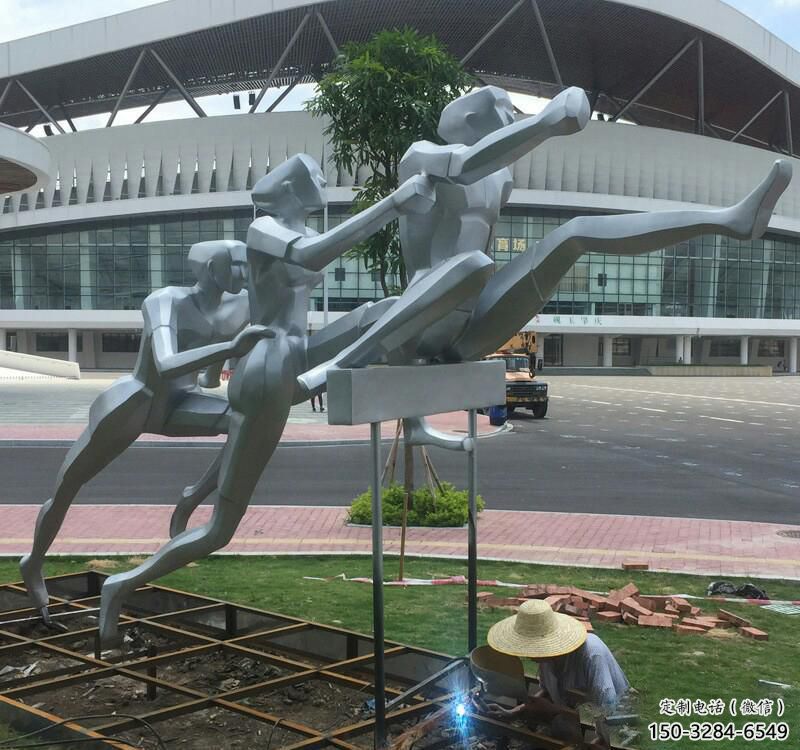 園林跨欄雕塑 大型景觀體育雕塑 中式運動員雕塑