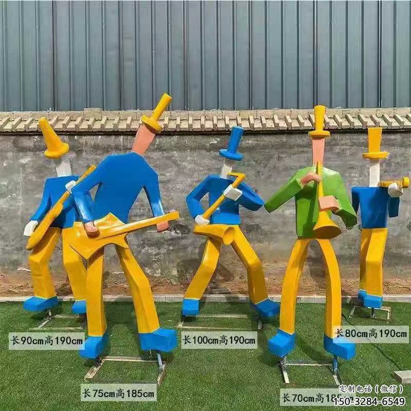 吹拉彈唱雕塑 景觀美陳樂隊雕塑 噴漆音樂人雕塑