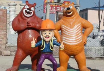田間熊大雕塑 彩繪動漫雕塑 園林?jǐn)[件