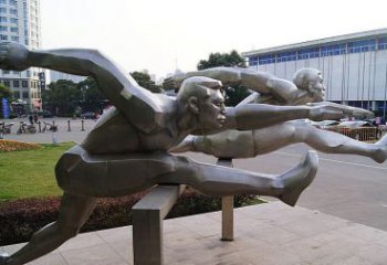 跨欄雕塑 抽象藝術(shù)體育雕塑 烤漆運(yùn)動員雕塑