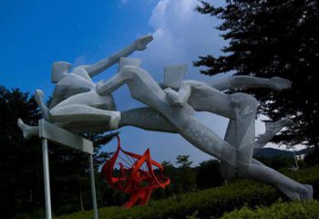 跨欄雕塑 仿真景觀體育雕塑 烤漆運(yùn)動(dòng)員雕塑
